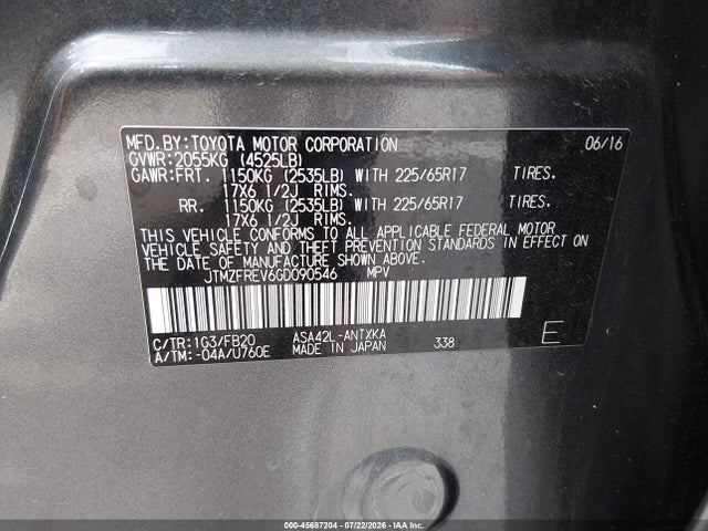 Toyota RAV4 LE 2016 JTMZFREV6GD090546 Image 9
