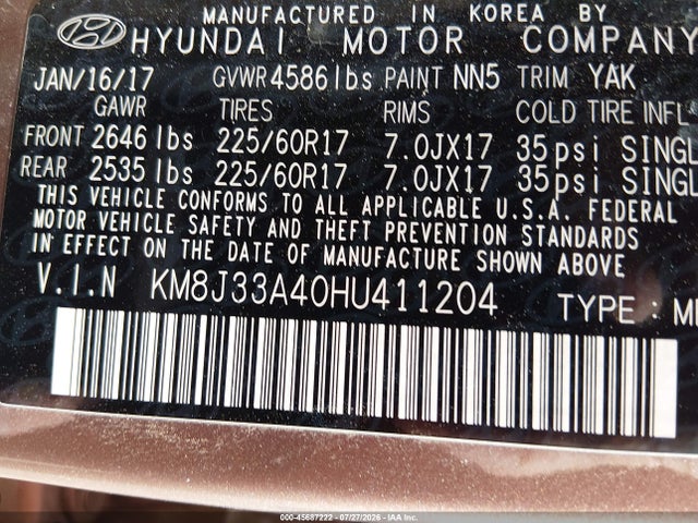 Hyundai Tucson Se Plus 2017 KM8J33A40HU411204 Image 9