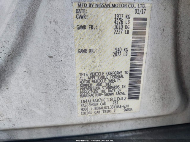 1N4AL3AP7HC181042 Nissan Altima 2.5 Sr