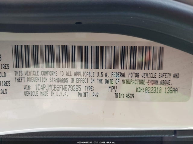 Aukcja sprzedaży 2015 Jeep Cherokee Latitude, vin: 1C4PJMCB5FW679365, numer aukcji: 45687257