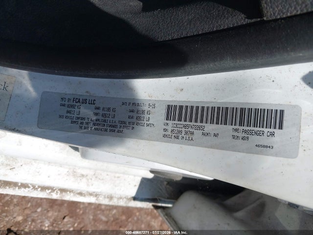 2015 Chrysler 200 Limited მანქანა იყიდება აუქციონზე, vin: 1C3CCCAB5FN722652, აუქციონის ნომერი: 45687271