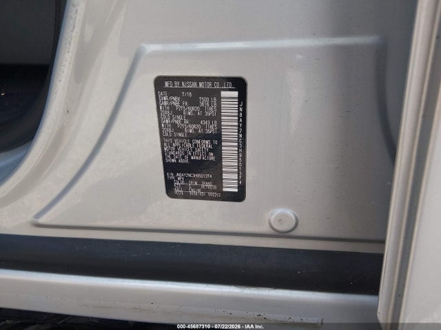2017 Nissan Armada Sl მანქანა იყიდება აუქციონზე, vin: JN8AY2NC3H9501374, აუქციონის ნომერი: 45687310