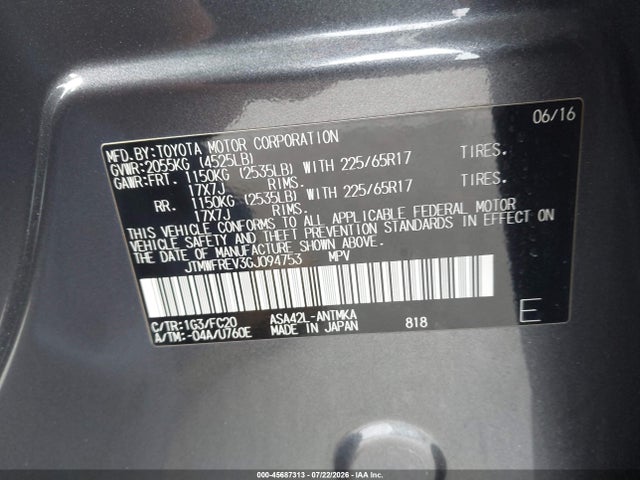 Toyota Rav4 Xle 2016 JTMWFREV3GJ094753 Image 9