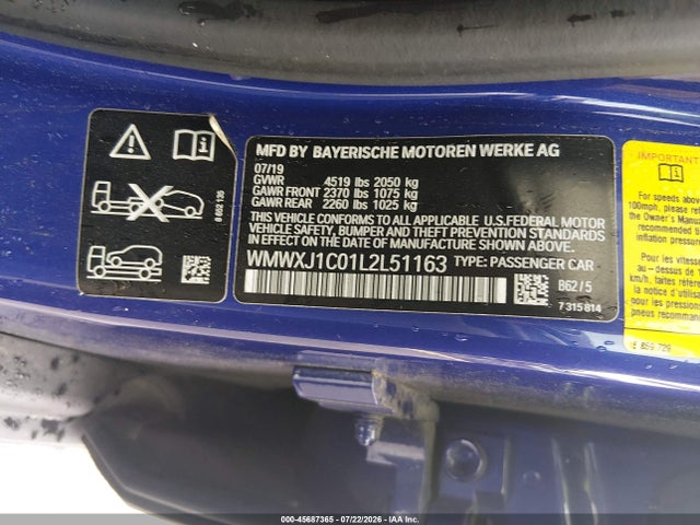 Продаж на аукціоні авто 2020 Mini Clubman Cooper S, vin: WMWXJ1C01L2L51163, номер лоту: 45687365