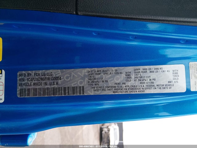 Aukcja sprzedaży 2024 Jeep Wrangler 4-door Sport S 4x4, vin: 1C4PJXDN0RW133054, numer aukcji: 45687401