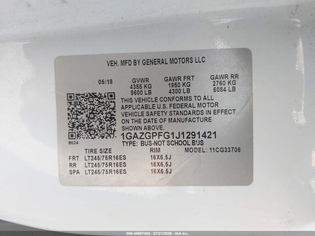 Chevrolet Express 3500 Lt 2018 1GAZGPFG1J1291421 Image 9