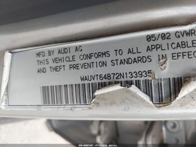 Продажа на аукционе авто 2002 Audi A6 Avant, vin: WAUVT64B72N133935, номер лота: 45687407