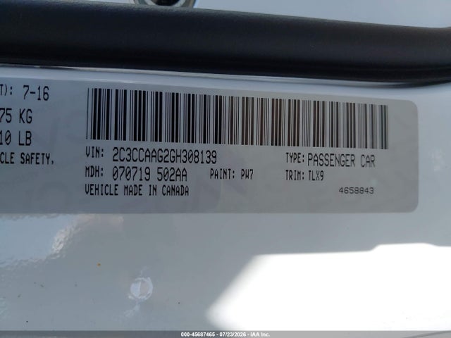 45687465 :رقم المزاد ، 2C3CCAAG2GH308139 vin ، 2016 Chrysler 300 Anniversary Edition مزاد بيع