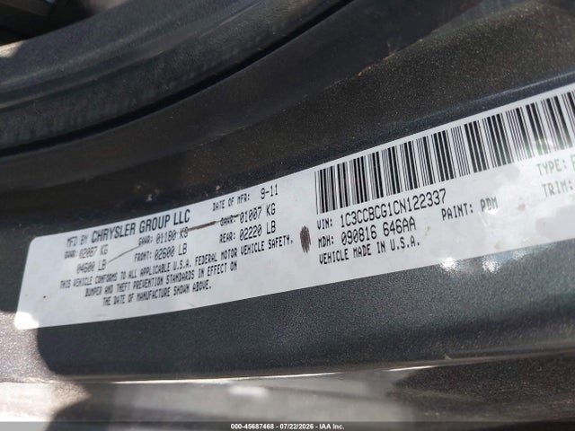 Продажа на аукционе авто 2012 Chrysler 200 Limited, vin: 1C3CCBCG1CN122337, номер лота: 45687468