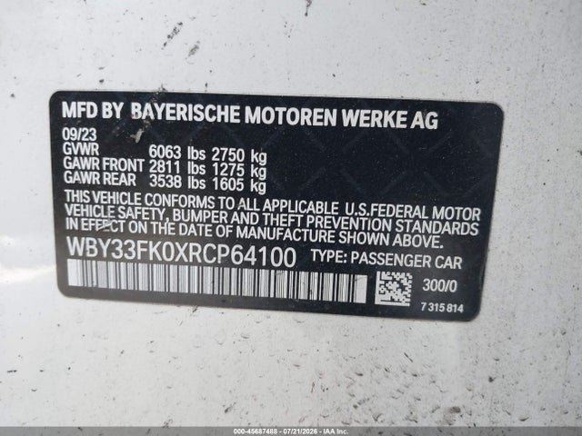 WBY33FK0XRCP64100 BMW I5 Edrive40