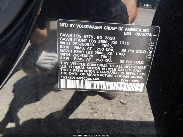 Aukcja sprzedaży 2025 Volkswagen Atlas Cross Sport 2.0t Se W/technology, vin: 1V2KE2CA5SC200446, numer aukcji: 45687566