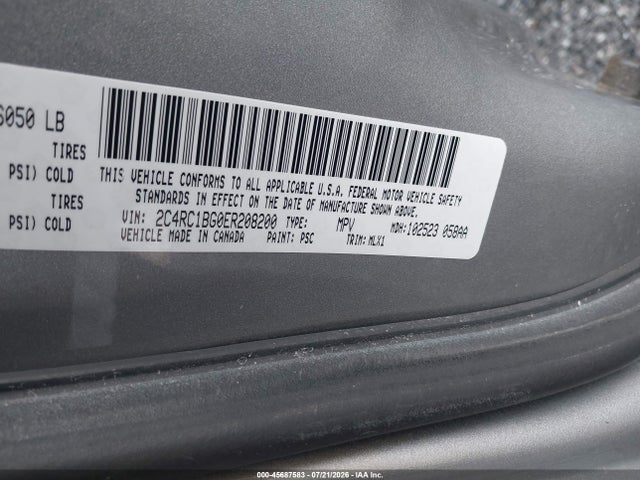 45687583 :رقم المزاد ، 2C4RC1BG0ER208200 vin ، 2014 Chrysler Town & Country Touring مزاد بيع