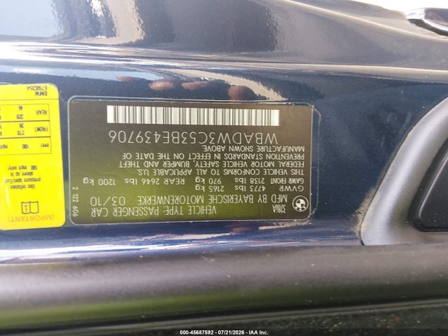 2011 Bmw 328i მანქანა იყიდება აუქციონზე, vin: WBADW3C53BE439706, აუქციონის ნომერი: 45687592