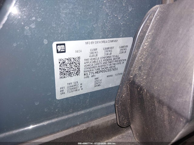 Продажа на аукционе авто 2025 Chevrolet Trax Fwd Lt, vin: KL77LHEP0SC037431, номер лота: 45687714