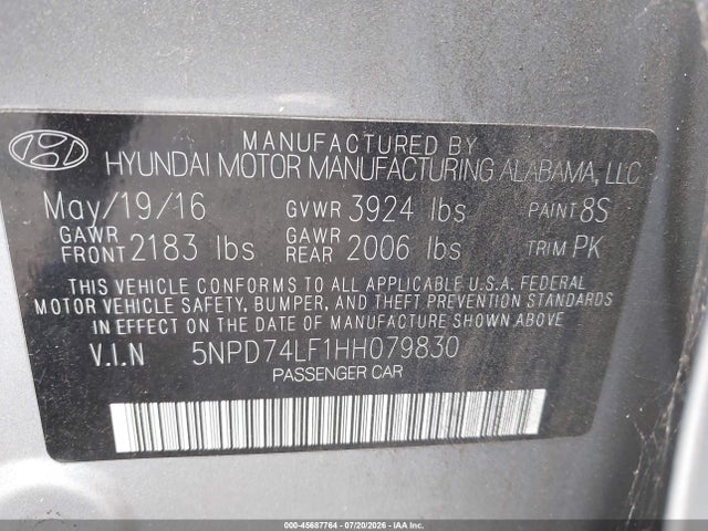 Hyundai ELANTRA SE 2017 5NPD74LF1HH079830 Image 9