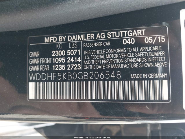 2016 Mercedes-benz E 350 მანქანა იყიდება აუქციონზე, vin: WDDHF5KB0GB206548, აუქციონის ნომერი: 45687778