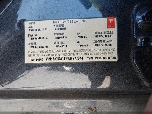 5YJSA1E29JF277044 Tesla Model S 100d/75d/p100d