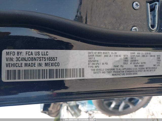 2025 Jeep Compass Latitude 4x4 მანქანა იყიდება აუქციონზე, vin: 3C4NJDBN7ST516557, აუქციონის ნომერი: 45687888