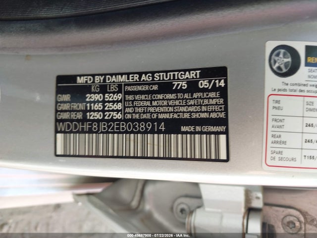 Aukcja sprzedaży 2014 Mercedes-benz E 350 4matic, vin: WDDHF8JB2EB038914, numer aukcji: 45687900