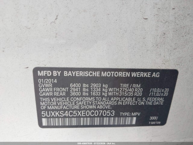 BMW X5 Xdrive35d 2014 5UXKS4C5XE0C07053 Image 9