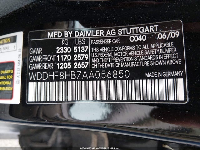 Продажа на аукционе авто 2010 Mercedes-benz E 350 4matic, vin: WDDHF8HB7AA056850, номер лота: 45687948