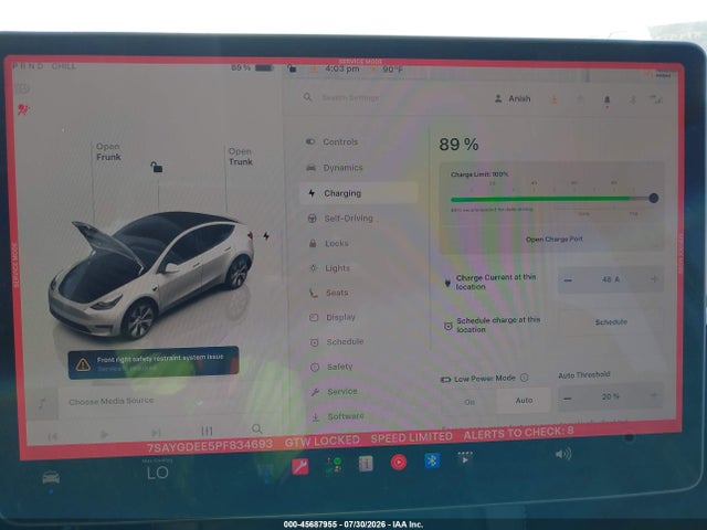 Продаж на аукціоні авто 2023 Tesla Model Y Awd/long Range Dual Motor All-wheel Drive, vin: 7SAYGDEE5PF834693, номер лоту: 45687955