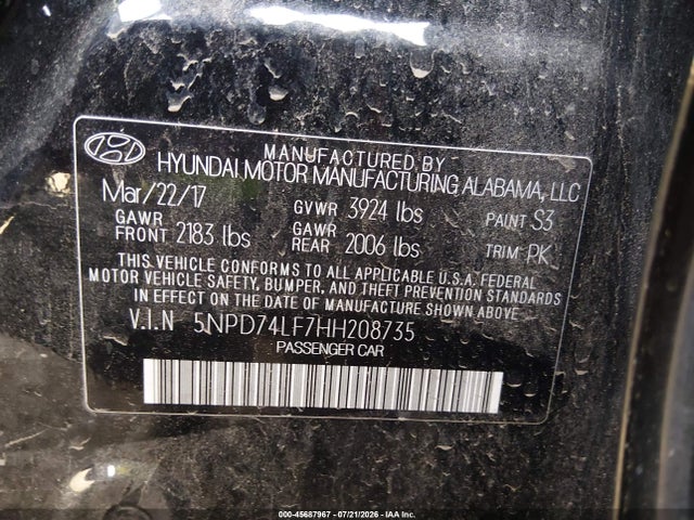 Hyundai ELANTRA SE 2017 5NPD74LF7HH208735 Image 9