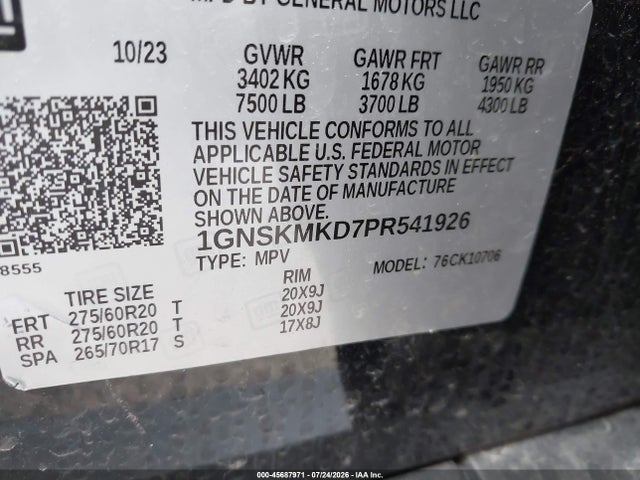 Aukcja sprzedaży 2023 Chevrolet Tahoe 4wd Ls, vin: 1GNSKMKD7PR541926, numer aukcji: 45687971