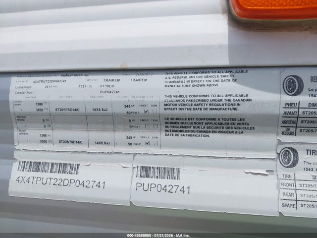 Продажа на аукционе авто 2013 Puma Pt18db, vin: 4X4TPUT22DP042741, номер лота: 45688005