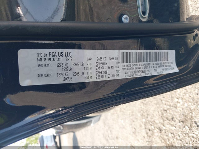 45688016 :رقم المزاد ، 1C4PJMDX8KD418599 vin ، 2019 Jeep Cherokee Limited 4x4 مزاد بيع