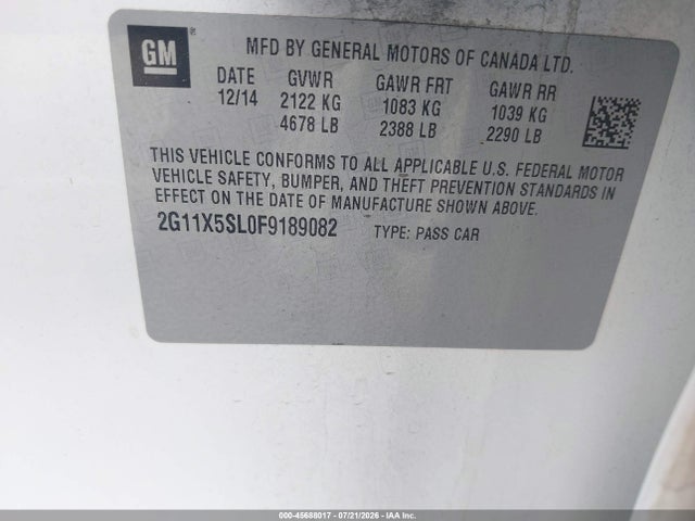 Chevrolet Impala 1fl 2015 2G11X5SL0F9189082 Image 9
