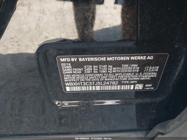Aukcja sprzedaży 2018 Bmw X1 Xdrive28i, vin: WBXHT3C37J5L24782, numer aukcji: 45688025