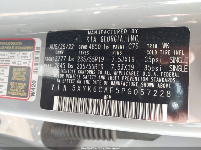 2023 Kia Sportage X-line მანქანა იყიდება აუქციონზე, vin: 5XYK6CAF5PG057228, აუქციონის ნომერი: 45688078
