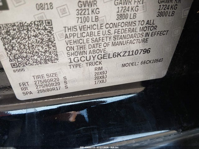 1GCUYGEL6KZ110796 Chevrolet Silverado 1500 Ltz
