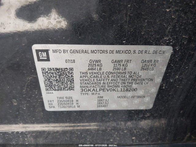 45688168 :رقم المزاد ، 3GKALPEV0KL118200 vin ، 2019 Gmc Terrain Slt مزاد بيع
