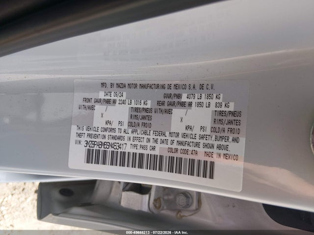 Продажа на аукционе авто 2025 Mazda Mazda3 2.5 S Select Sport, vin: 3MZBPABM6SM453417, номер лота: 45688213