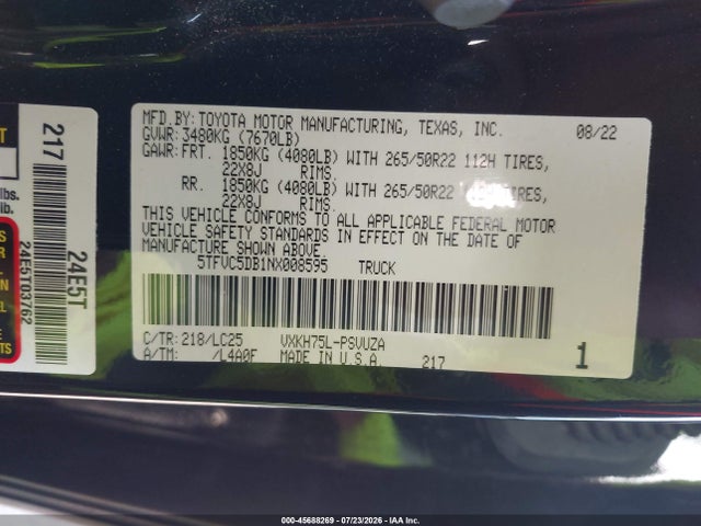 5TFVC5DB1NX008595 Toyota Tundra Hybrid Capstone
