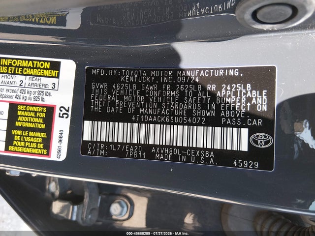 4T1DAACK6SU054072 Toyota CAMRY SE