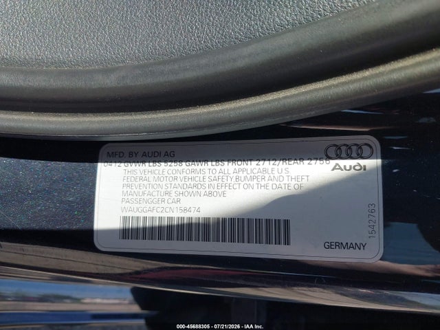 Aukcja sprzedaży 2012 Audi A6 3.0t Premium Plus, vin: WAUGGAFC2CN158474, numer aukcji: 45688305