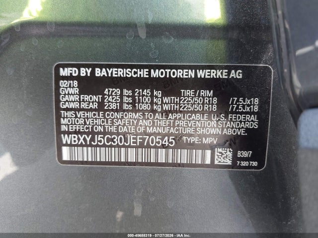 Продаж на аукціоні авто 2018 Bmw X2 Xdrive28i, vin: WBXYJ5C30JEF70545, номер лоту: 45688319