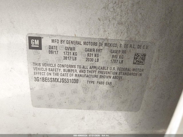 Chevrolet Cruze Lt Auto 2018 3G1BE6SMXJS531030 Image 9