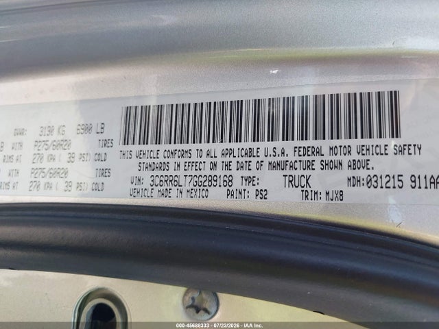 RAM 1500 Slt 2016 3C6RR6LT7GG289168 Image 9