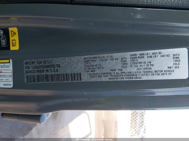 Продажа на аукционе авто 2022 Jeep Wrangler Unlimited Rubicon 4x4, vin: 1C4HJXFG6NW225704, номер лота: 45688343