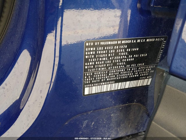 Aukcja sprzedaży 2024 Volkswagen Taos 1.5t S, vin: 3VV5X7B21RM099383, numer aukcji: 45688401