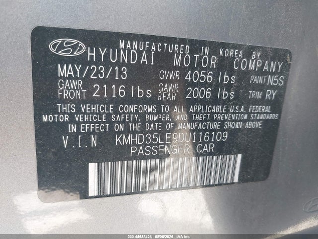 2013 Hyundai Elantra Gt მანქანა იყიდება აუქციონზე, vin: KMHD35LE9DU116109, აუქციონის ნომერი: 45688428