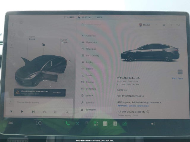Продажа на аукционе авто 2025 Tesla Model 3 Long Range All-wheel Drive, vin: 5YJ3E1EB9SF053220, номер лота: 45688446