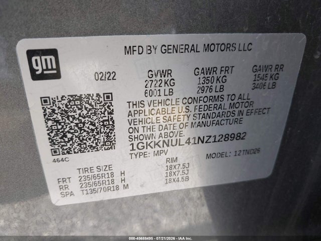 GMC Acadia Awd Slt 2022 1GKKNUL41NZ128982 Image 9