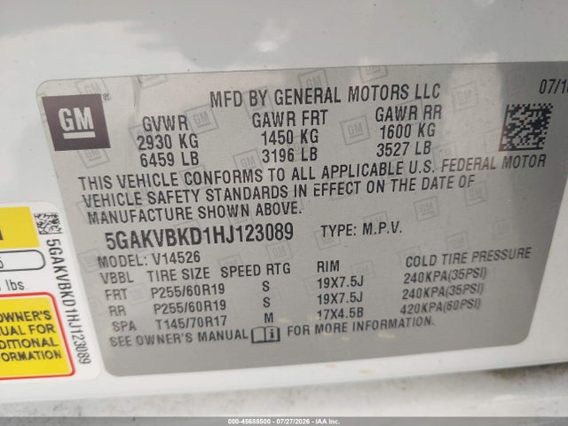 Продаж на аукціоні авто 2017 Buick Enclave Leather, vin: 5GAKVBKD1HJ123089, номер лоту: 45688500