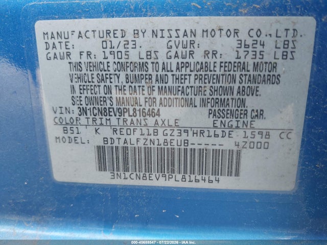 3N1CN8EV9PL816464 Nissan Versa 1.6 Sv Xtronic Cvt