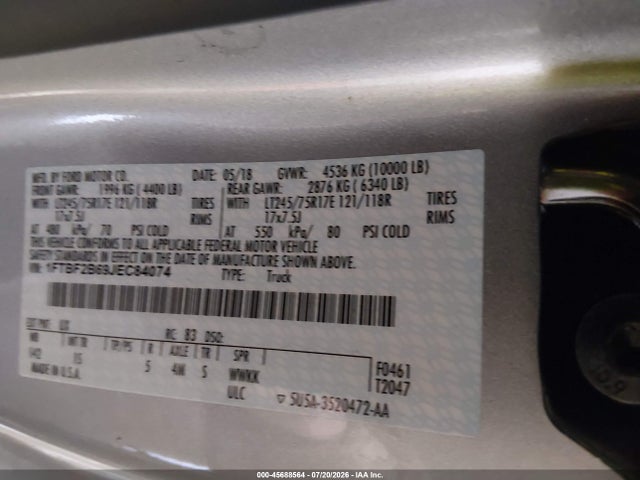 1FTBF2B69JEC84074 Ford F-250 Xl